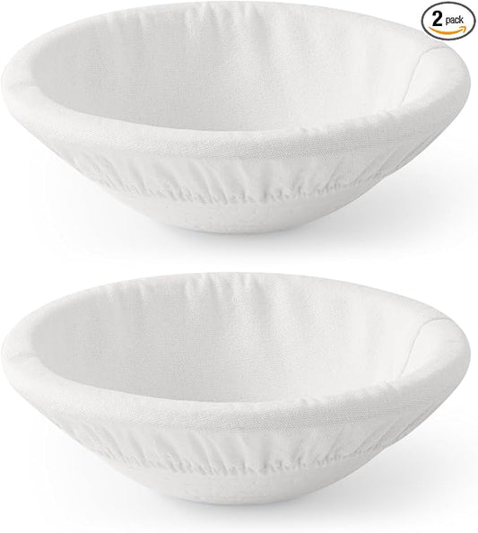 2 Pcs Banneton Bread Proofing Baskets, Sourdough Basket, Round, 10 Inch | Banneton Basket Set, Proofing Basket for Sourdough & Artisan Bread Baking, Non-Stick, Made with Eco-friendly Sugarcane Pulp