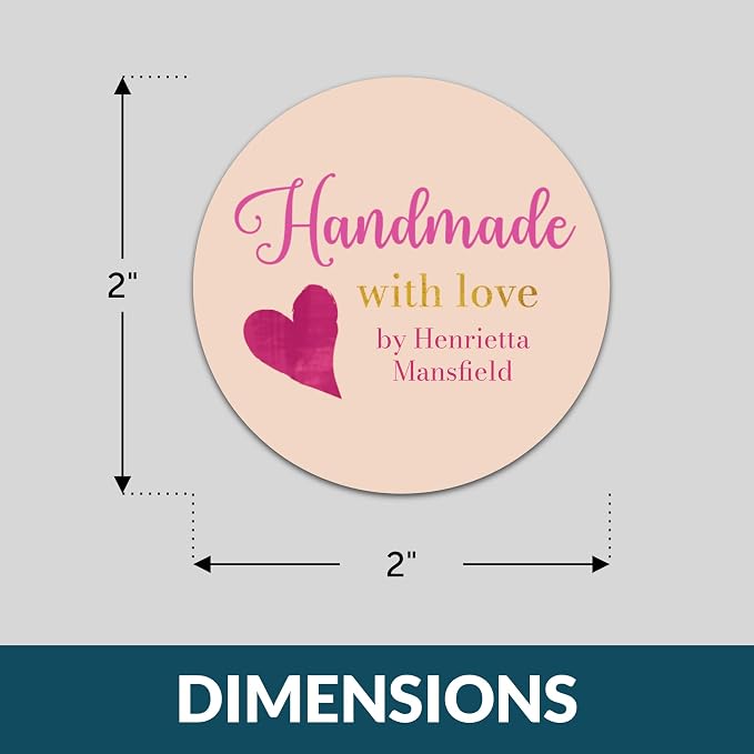 Personalized Handmade with Love Stickers – Custom 2" Round Packaging Labels for Small Business Orders, Gifts, Boxes & Envelopes (50–1000 Stickers) (Painted Heart)