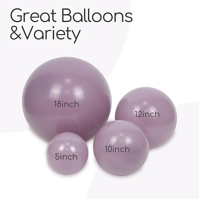 120pcs Dusty Purple Balloons 18 12 10 5 inch Purple Balloons Different Sizes Balloon Arch Kit for Boho Bridal Baby Shower Wedding Birthday Party Decorations
