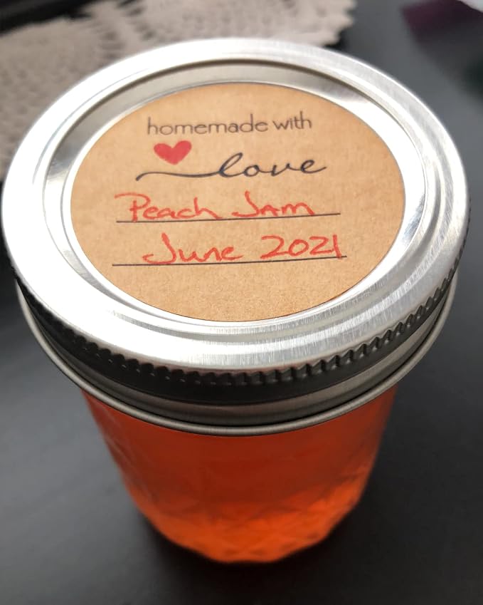 2'' Homemade with Love Stickers, 500 Pcs Canning Labels for Mason Jar with Lines for Writing, Kraft Jam and Jelly Jar Labels for Containers