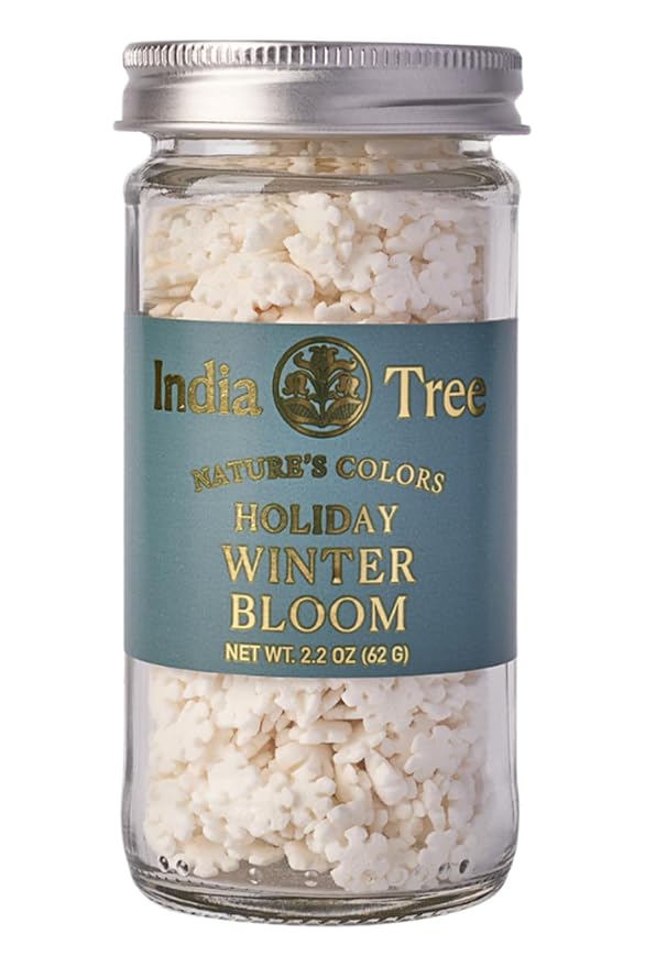 India Tree Nature’s Colors Cake Decorations Winter Bloom Sprinkles in Glass Jar, Plant-Based Food Coloring, Non-GMO, No Artificial Dyes, Baking and Dessert Topping, 2.2 oz