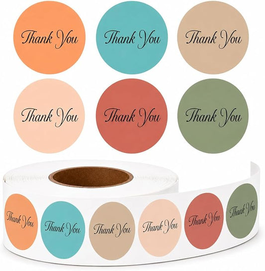 Thank You Stickers, Neutral, 500 Count, 1.5 Inch Round Labels | Small Business Packaging, Gift Bags & Mailers, Boutique Orders, Handmade Shops, Customer Appreciation