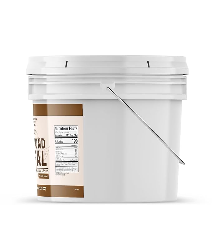 Unpretentious Almond Meal, 2 Gallon Bucket, Breading Replacement, Great for Rubs, Breads & Baked Goods