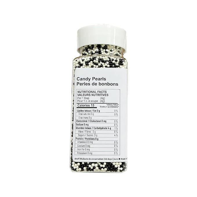 Homipooty White and Black Nonpareils Sprinkles Edible White and Black Pearl Sugar sprinkles 110g/3.88oz 2mm Mini Pearls for Cake Decorating Cupcake Topper and Cookie Ice Cream Halloween Christmas Supplies
