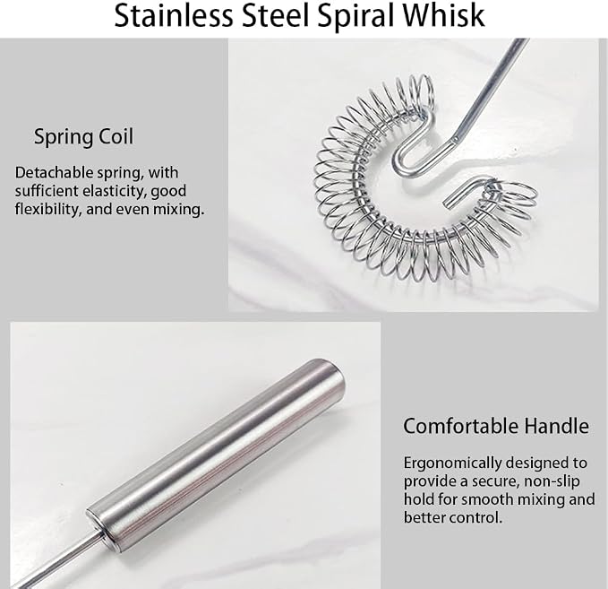 2Pcs Stainless Steel Spring Coil Whisk Set, Handheld Spiral Wire Whipper Blender Beater, Kitchen Cooking Tools for Eggs, Cream, Sauces, Gravy, 10 inch