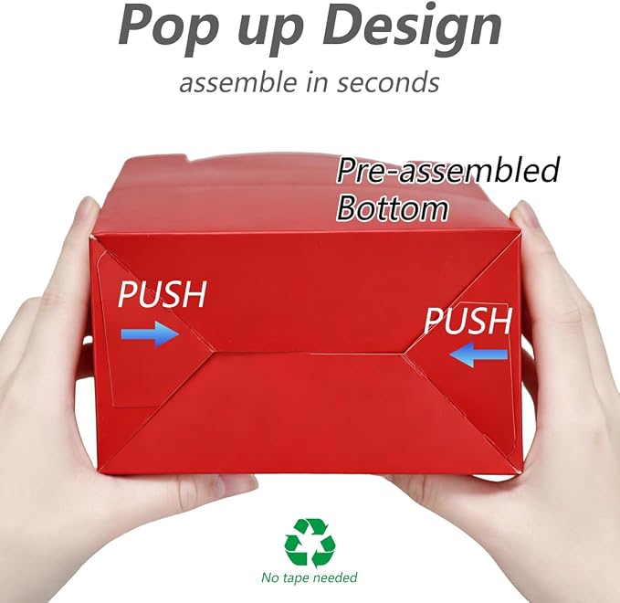 Aosric Small Red Gable Boxes 3.5 x 3.5 x 6.3 In, 30 Pack | Premium Cardstock Favor Boxes with Handles for Christmas, Valentine's Day, Holiday Parties, Candy, Cookies & Gift Packaging