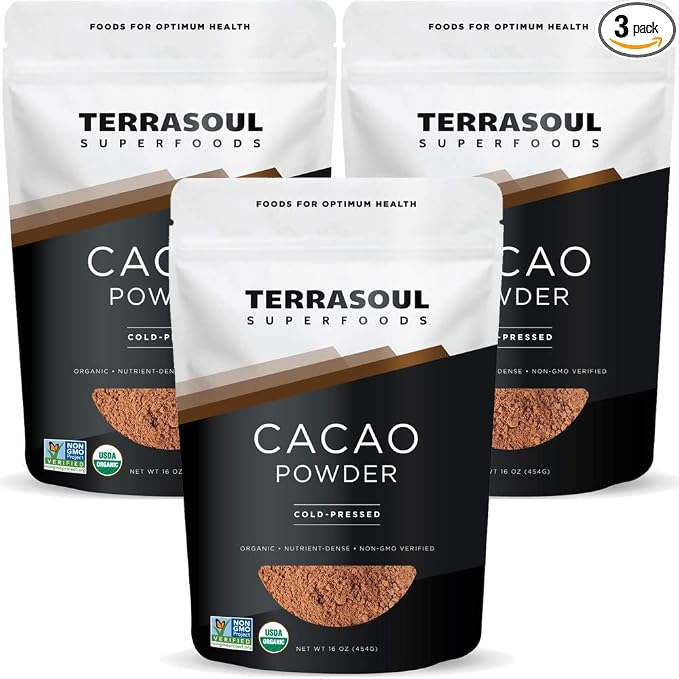 Terrasoul Superfoods Organic Cacao Powder, 3 Lbs (3 Pack) - Raw | Keto | Vegan