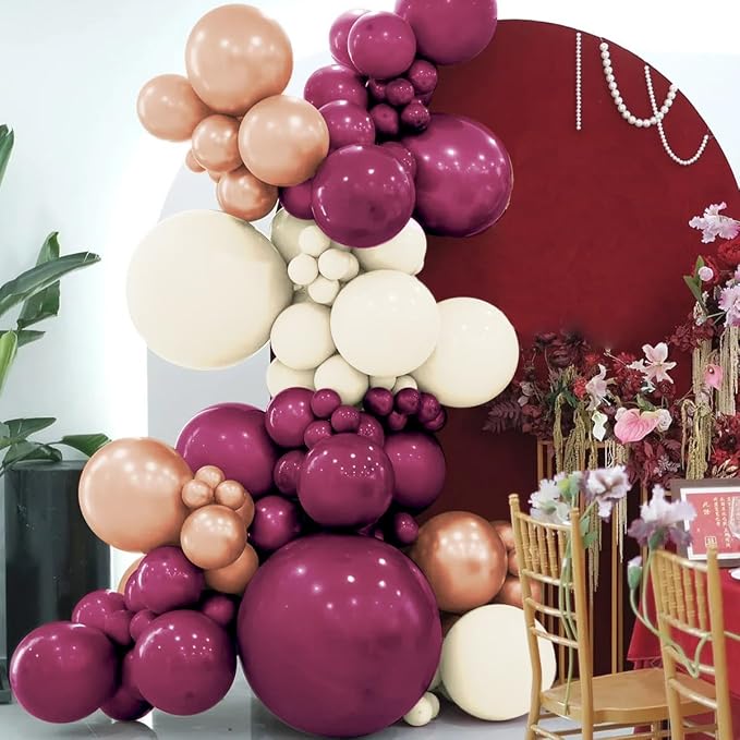 Dark Purple White Gold Balloon Garland Arch Kit, 160Pcs Grape Purple White Sand Metallic Rose Gold Balloons for Halloween Wednesday Baby Shower Birthday Wedding Party Decoration