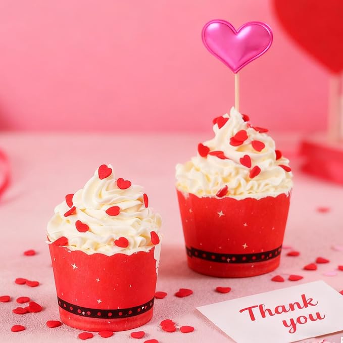 Red Heart Confetti Sprinkles 7 oz Edible Valentine Sprinkles for Cake Decorating Candy Cupcake Cake Topper Cookie Baking Decorations Christmas Valentine's Day Wedding Supplies