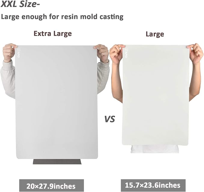 Sapid Extra Large Silicone Sheet for Crafts, Thick Silicone Jewelry Casting Mats, Nonstick Nonslip Silicon Mat for Epoxy Resin, Art Painting, Heat- Resistance Counter Mat (20"×27.9", Gray)