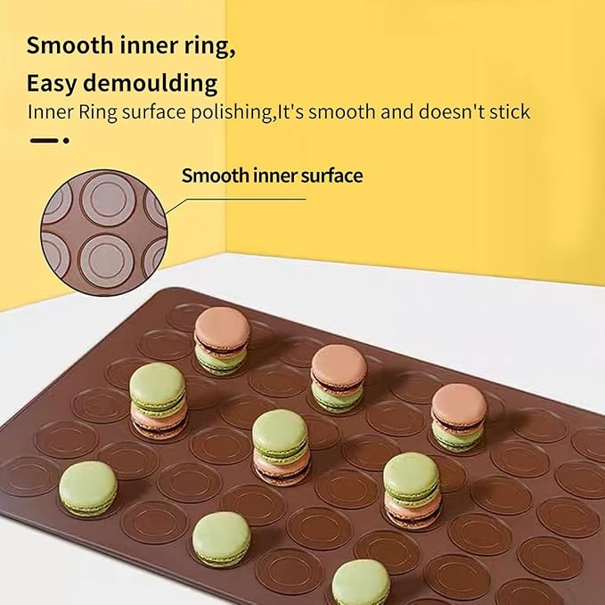 Silicone Baking Mats,Food Grade Silicone Macaron Mat with 48 Moulds,Reusable Chocolate Muffin DIY Cookie Mould