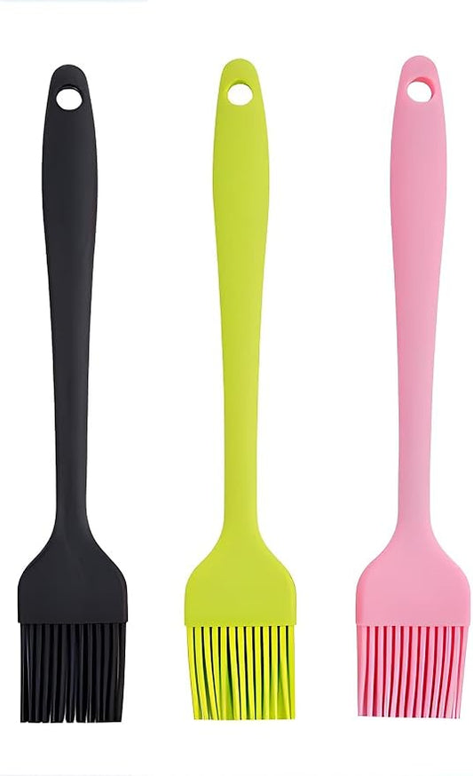 3-Pack Silicone Basting Pastry Brushes for Baking, Cooking & BBQ - Heat Resistant Up to 446°F, Dishwasher Safe