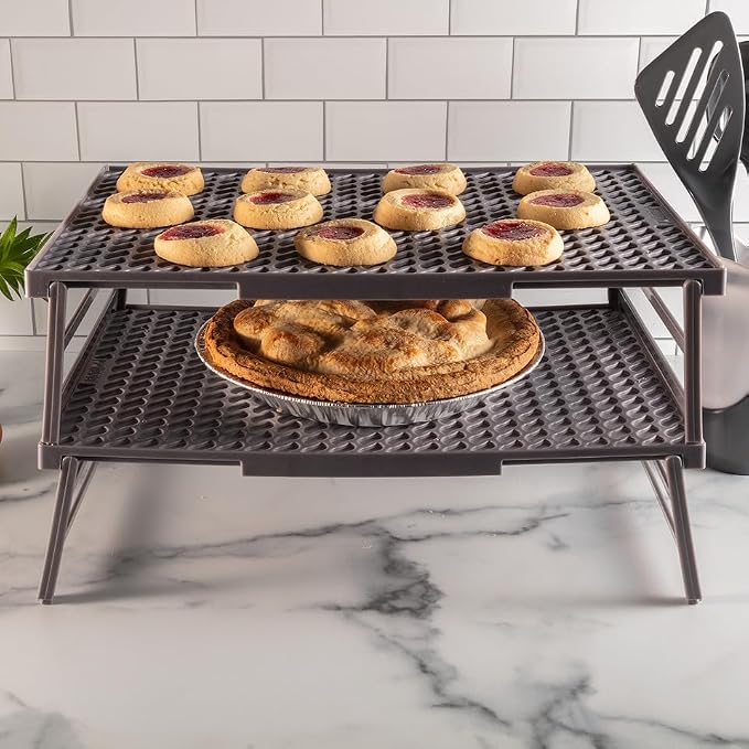 Hutzler Coolwave Stackable Cooling Rack, 15 x 10 Inches, Collapsible Baking Rack, BPA Free (Gray)