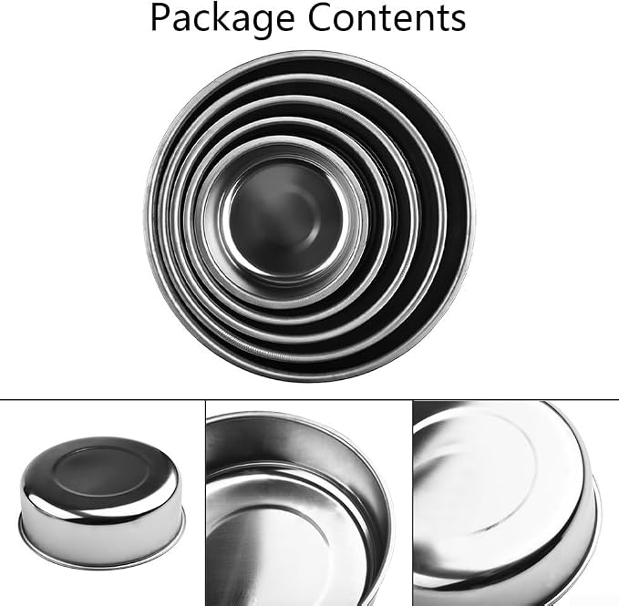 Stainless Steel Mixing Bowls Set with 5 Lids, 5-Piece Nesting Food Storage Containers for Meal Prep and Leftovers, Dishwasher Safe Kitchen Gadgets in Silver, Sizes 10cm to 18cm