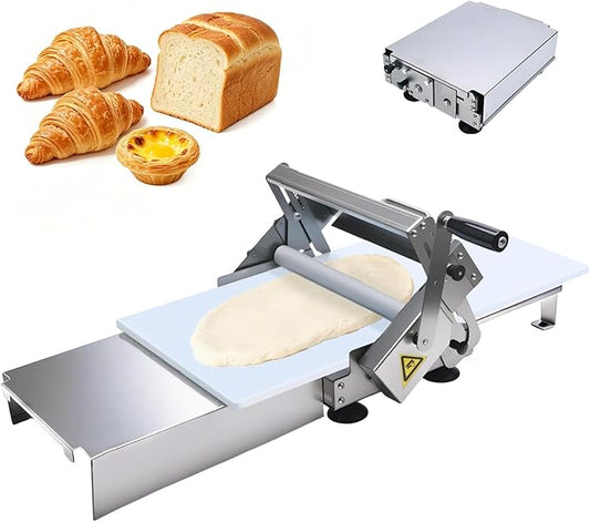 40.6"X22.8" Foldable Manual Dough Sheeter, Stainless Steel Dough Roller Machine with 0-25mm Adjustable Thickness, Pastry Sheeter for Pizza Dough, Croissant Dough, Bakery, Restaurant & Home Use