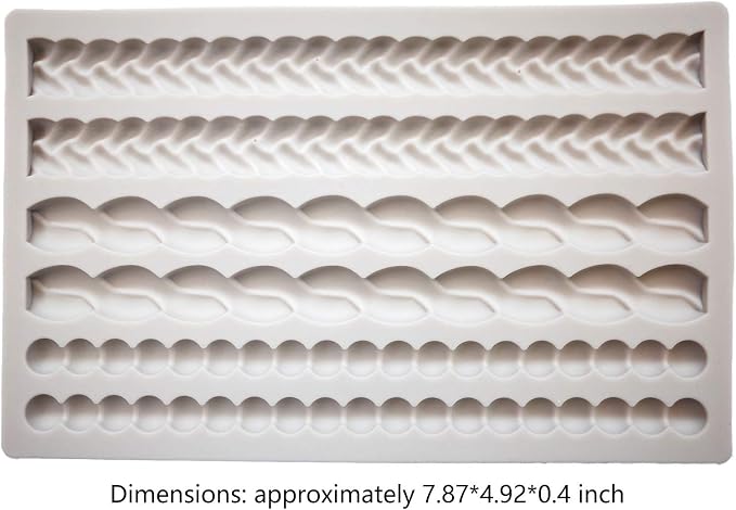 ScivoKaval Silicone Pie Crust Mold Impression Mat Knit Rope Pearl Border Lace Chain Molds Fondant Cake Decoration Mould Chocolate Cookie Sugar Craft Icing Gum Paste Pastry for Kitchen Baking Tools