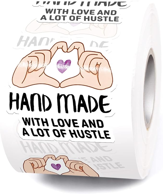 muminglong Cute Hand Made with Love and A Lot of Hustle Small Business Stickers,Handmade Stickers,Thank You Sticker,Small Shop Sticker,Package Stickers for Small Business, 500 PCS