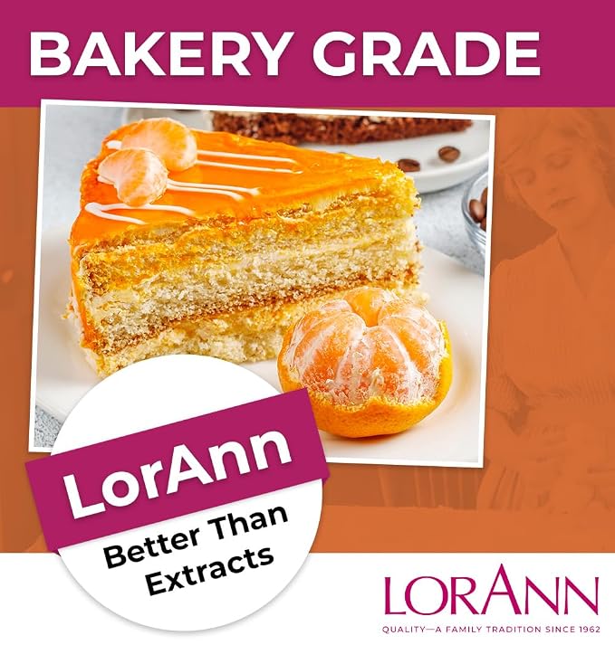 LorAnn Oils Orange Bakery Emulsion: True Essence, Ideal for Boosting Fruit Tones in Cakes, Cookies & Desserts, Gluten-Free, Keto-Friendly, Extract Substitute Essential for Your Kitchen, 16 Oz