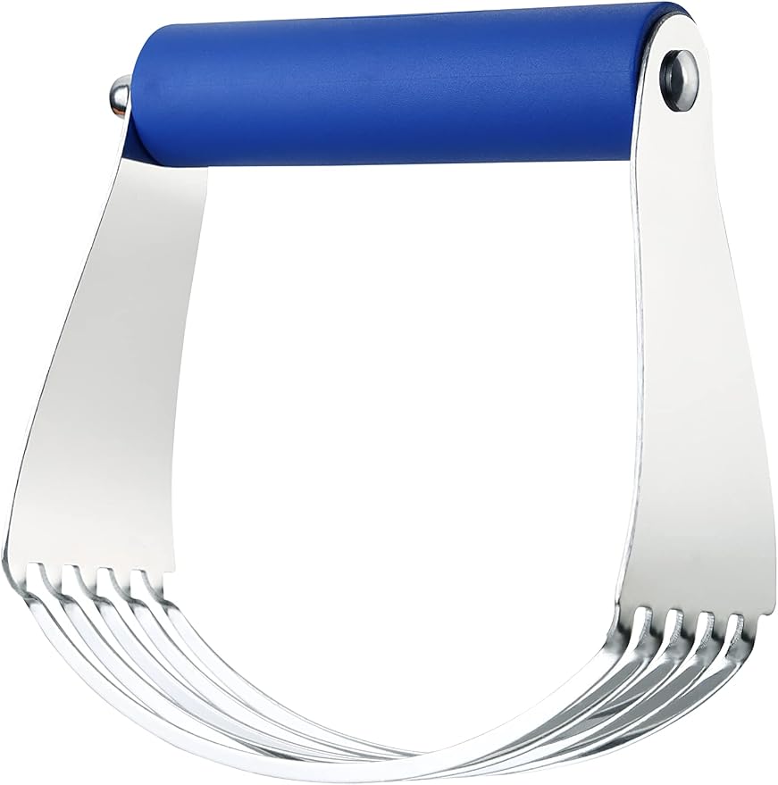 Spring Chef Large Dough Blender For Baking, Stainless Steel Puff Pastry Cutter Tool with Sharp & Thick Blades, Dishwasher Safe Dough Cutter Tool, Manual Pastry Blender for Easy Mixing - Sapphire