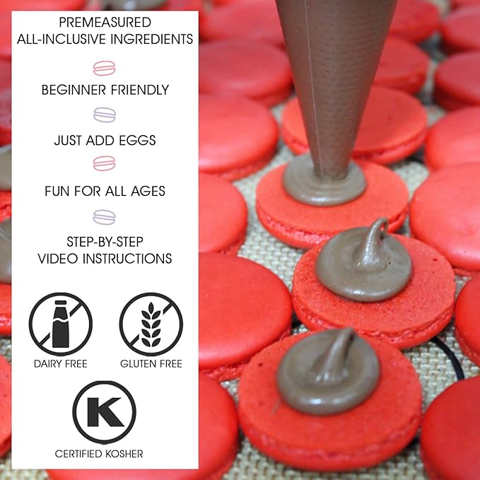 Macalicious Macaron Baking Mix - DIY Bake Your Own French Macarons Kit –Includes All Dry Ingredients, Pastry Bags with Piping Tip, Template, and Detailed Instructions - Great activity for Kids & Adults