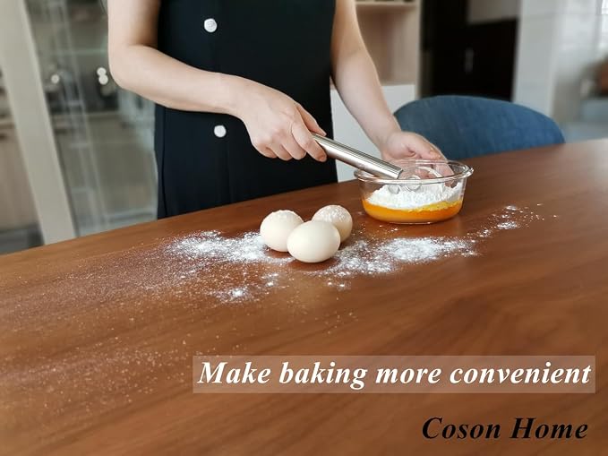 Small Ring Danish Dough Whisk Stainless Steel, Suitable for Sourdough Jar, Hand Mixing Tool for Mixing Various Bread Doughs, A Good Baking Starter, Ring Small As An Egg, 9 Inches Length