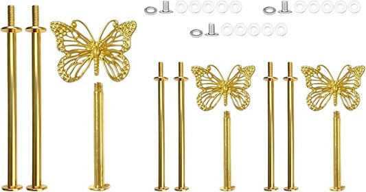 3 Sets 3-Tier Cupcake Stand Hardware Fittings, Zinc Alloy Cake Plate Stands Handle Fittings, Metal Cake Stand Holder Fruit Plate Stand Fitting Hardware Rod, Tiered Tray Hardware Kits (A)