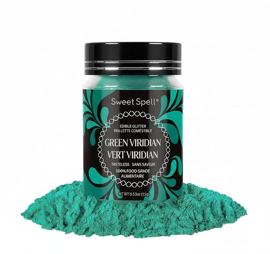 Sweet Spell Luster Dust Edible Glitter (15g) - Shimmer Pearl Dust Powder for Decorating Cakes, Chocolate, Drinks, Cocktails - 100% Edible, Food Grade, Vegan, Gluten-Free (Mermaid Green)