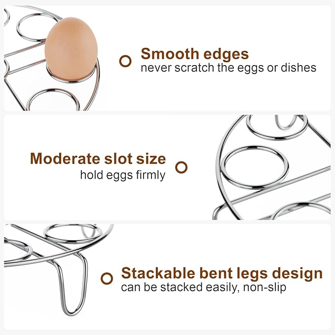 GSlife Egg Steamer Rack - Steel Trivet for Instant Pot Cooker, 2 Packs | Stackable 18 Egg Capacity, Steel Support for Pressure Cooker Meals, Deviled Eggs, Meal Prep, Steaming and Kitchen Daily Use