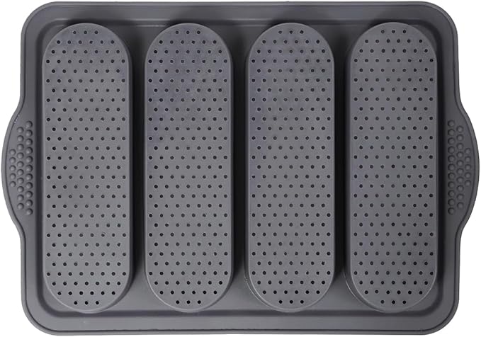 2 Pcs Silicone Bread Loaf Pan, 4 Holes Baguette Bread Pan Easy to Release, Non-Stick French Bread Baking Pan for Homemade Bread, French Baguette, Baking Romantic Dinner Tool