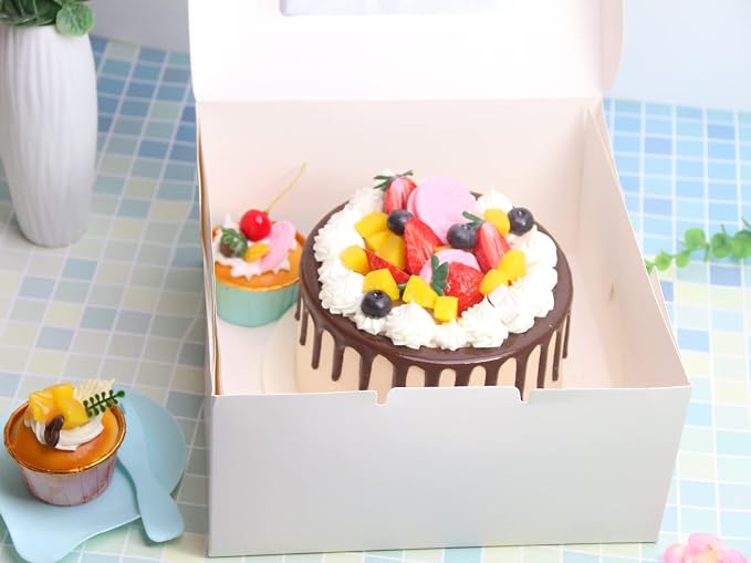 White Bakery Boxes 10x10x5 Inch - 10Pack Window Gift Boxes
