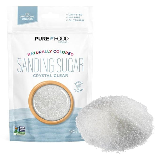 Pure Food Dye Free White Sanding Sugar, 5 oz | Holiday Sanding Sugar | Naturally Colored Decorating Sugar Sprinkles | Colored Sugar | Great for Baking and Decorating
