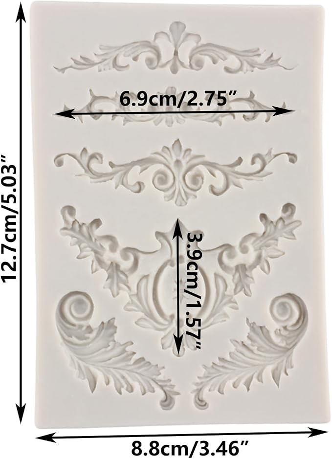 Baroque Silicone Molds Scroll Baroque Fondant Border Mold For Cake Decorating Cupcake Topper Candy Chocolate Gum Paste Polymer Clay Set Of 1