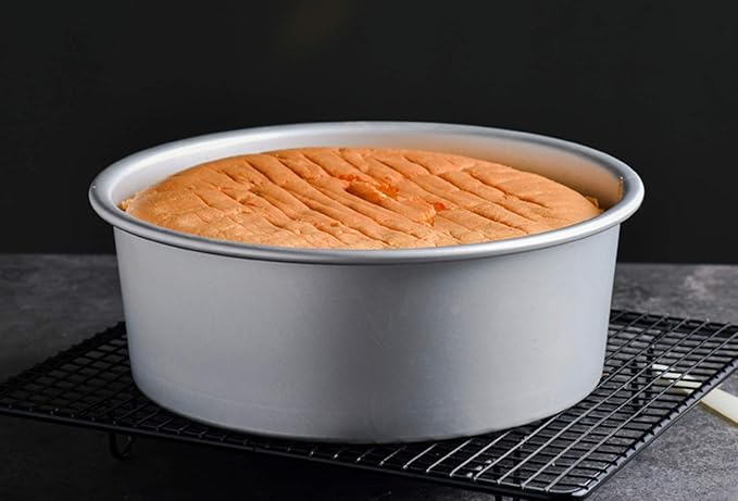 Tosnail 2 Pack 10" x 3" Round Aluminum Cake Pan with Removal Bottom for Chiffon Cake