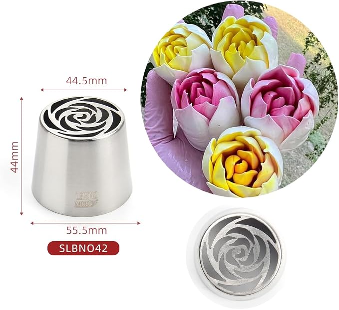 1 Piece Stainless Steel XXL Russian Flower Icing Tip,Pastry Frosting Piping Nozzle for Cake Marshmallow Bouquet, Russian Flower Piping Tips Baking Tools for Cake Decoration,Cake Tools