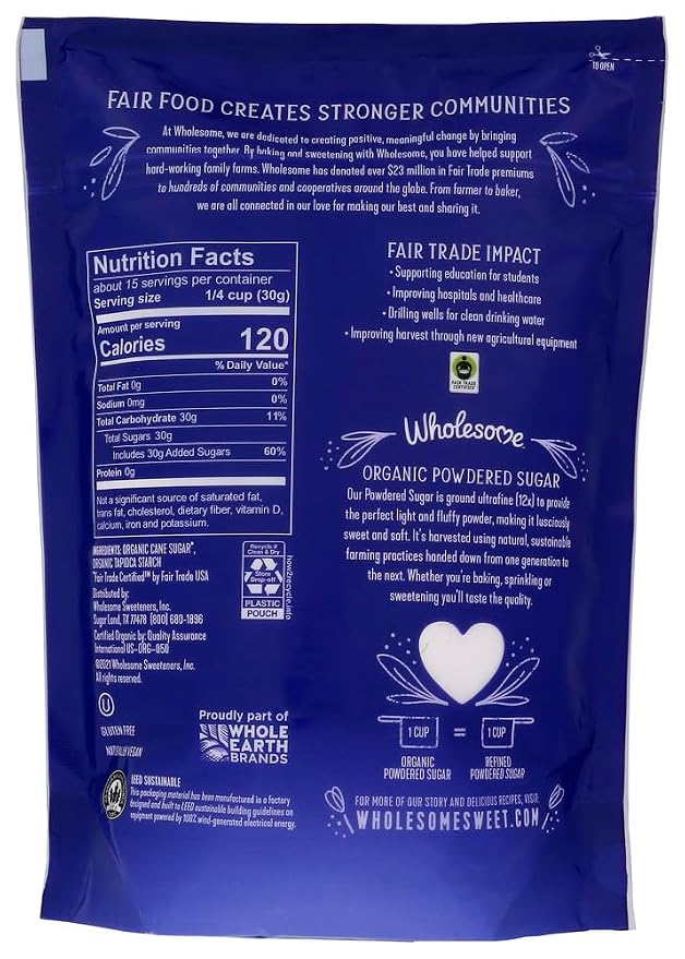 Wholesome Sweeteners Organic Powdered Confectioners Sugar -- 1 lb - 2 pc