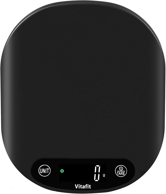 Vitafit 33lb/15kg Digital Food Scale in High Precision 0.1oz/1g, Our Own Kitchen Scale Professional Factory Since 2001, Home and Kitchen Essentials for Cooking and Baking, LED, 3*AAA Batteries, Black