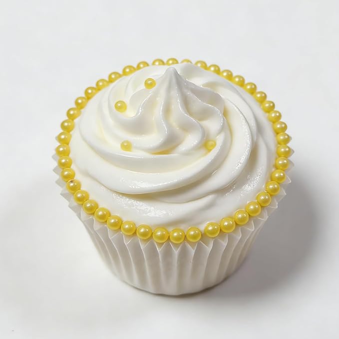 HeDeon&Rles Yellow Pearls Sprinkles for Baking Yellow Sprinkles 90g/3.17oz 4 Size Mix Edible Pearls for Cake Cupcake Pancake Icing Decoration