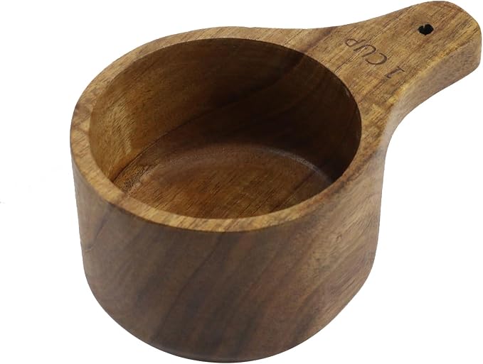 1PCS 1 Wooden Measuring Cup and Measuring Spoon Kit for Baking Cooking Spice Coffee Tea Milk Powder