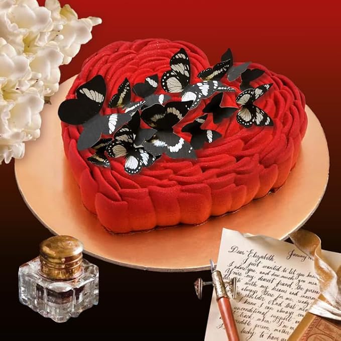 Sugar Robot Inc. Edible Butterflies Assorted Size Premium Crafted Made in the USA - Cake and Cupcake Toppers, Decoration (Black)