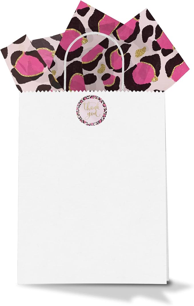 Pro Supply Global Pink Leopard Perforated Roll Stickers – 1.5 Inch Round 500 Count – A Decorative Thank You Labels for Packaging, Party Supplies, Wrapping, Envelopes, Boutiques, and Event Decorations