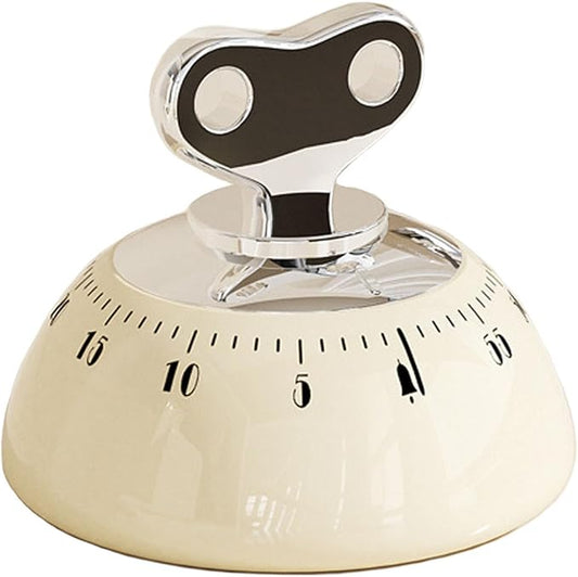 Visual Kitchen Timer for Cooking,Chef Cooking Timers Clock with Loud Alarm,Timers for Classroom, Home and Study,Mechanical Desk Timer,No Batteries Required，Magnetic Back (Cream)