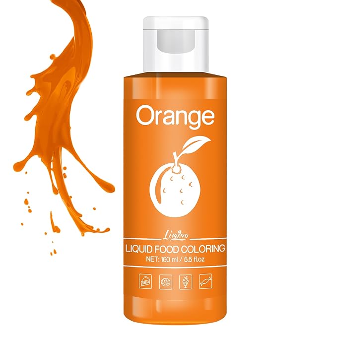 Food Coloring - Vivid Food Coloring for Baking, Cake Decorating, Cookie, Fondant, Macaron - Liquid Tasteless Food Color Dye for Airbrush, DIY Slime Making and Crafts - 6 fl.oz / 160ml (Orange)
