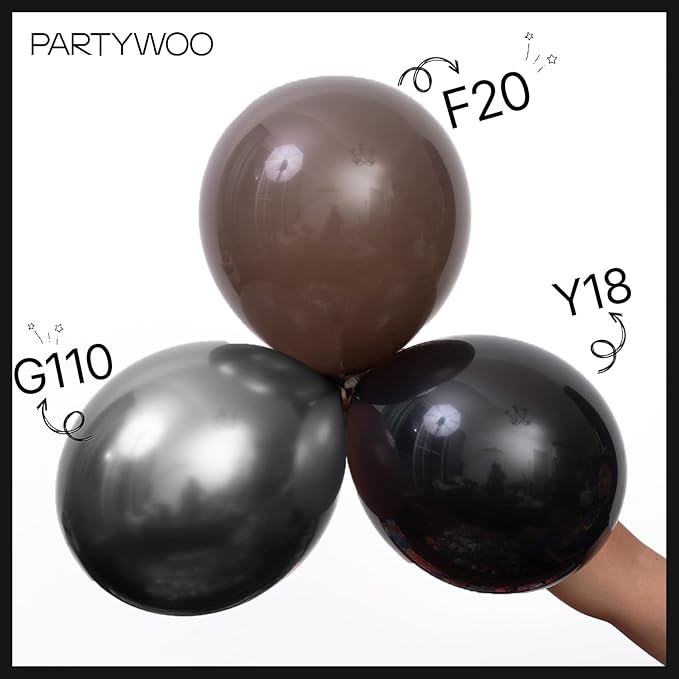 PartyWoo Black Balloons 127 pcs Different Sizes Pack of 36 18 12 10 5 Inch Matte Black Latex Balloon Arch Kit Garland for Graduation Halloween New Year Engagement Birthday Party Decorations Black-Y18
