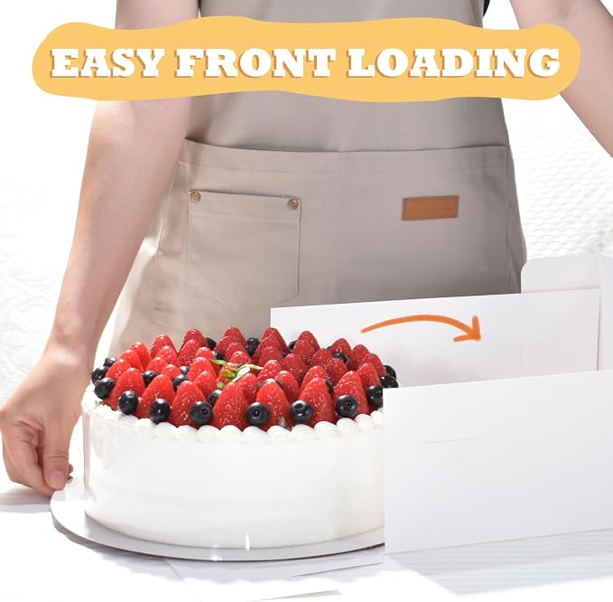 KPOSIYA 40pcs 12x12x6 inches Cake Boxes with Cake Boards（20 Boxes & 20 Boards）, White 12 inch Cake Boxes with Window,Cajas Pasteles Square Cardboard Cake Containers for Christmas Thanksgiving