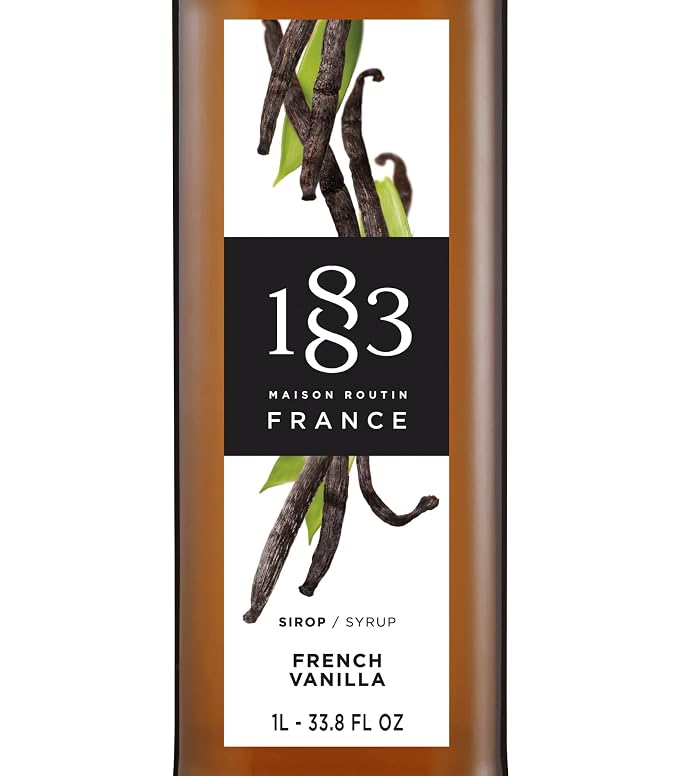 1883 French Vanilla Syrup for Drinks, Made in France, 1 Liter Plastic Bottle
