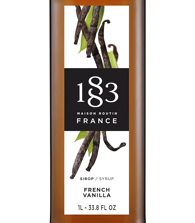 1883 French Vanilla Syrup for Drinks, Made in France, 1 Liter Glass Bottle