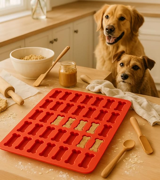 Mrs. Anderson's Baking Silicone Dog Biscuit Pan, 35 Cup, European-Grade Silicone Bakeware, For Bone-Shaped Dog Treats