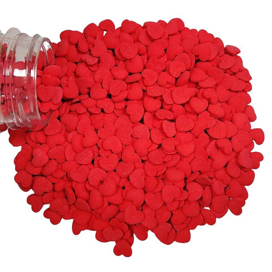 Edible Valentine Red Heart Shapes Sprinkles for Cakes Decorating 8mm Heart Cupcakes Toppers for Birthday, Ice Cream