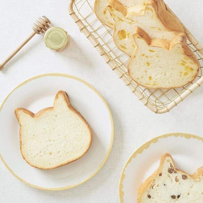 JTLB Cute Cat Shaped Bread Loaf Pan, Food Grade Aluminized Steel Non Stick Baking Mold, Seamless Integrated Toast Cake Bakeware for Home Kitchen Dessert Baking