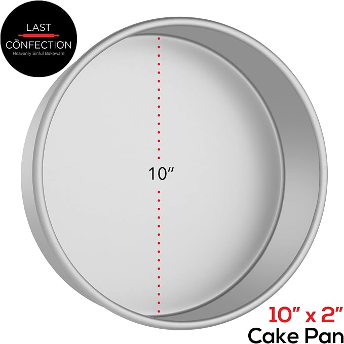 Last Confection 10" x 2" Round Cake Pan, Anodized Aluminum Cake Pan Baking Tin Mold, Professional Bakeware